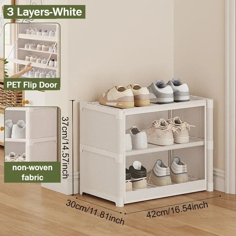 Zapatera Organizadora Transparente Apilable Multi-Niveles.