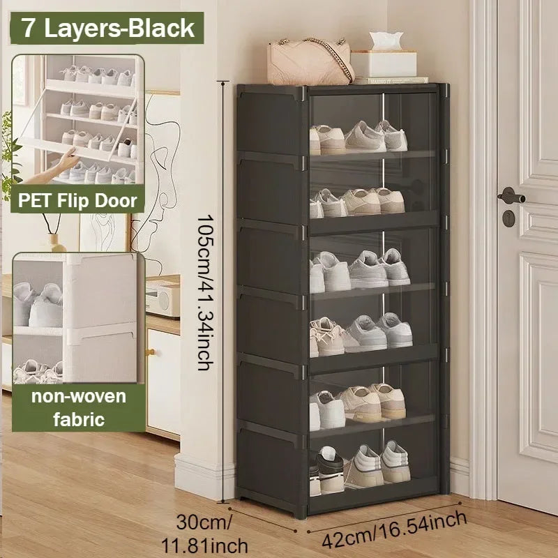 Zapatera Organizadora Transparente Apilable Multi-Niveles.