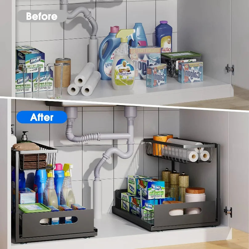 Organizador Deslizante Bajo Fregadero 2 Niveles.