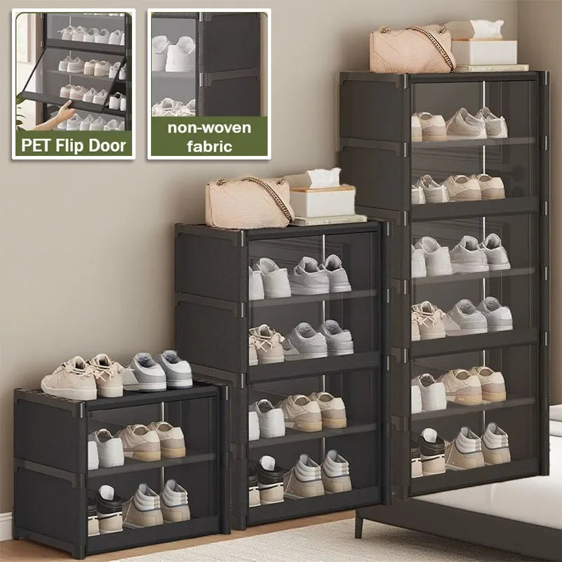 Zapatera Organizadora Transparente Apilable Multi-Niveles.